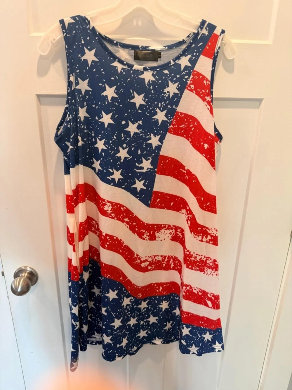 American Flag Dress Large Patriotic Tank Dress Red White Blue USA Summer